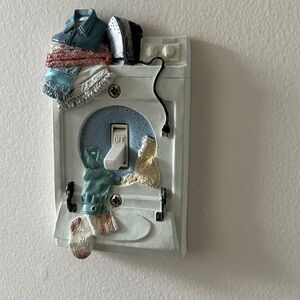 Charming White and Blue Laundry-Themed Light Switch Cover